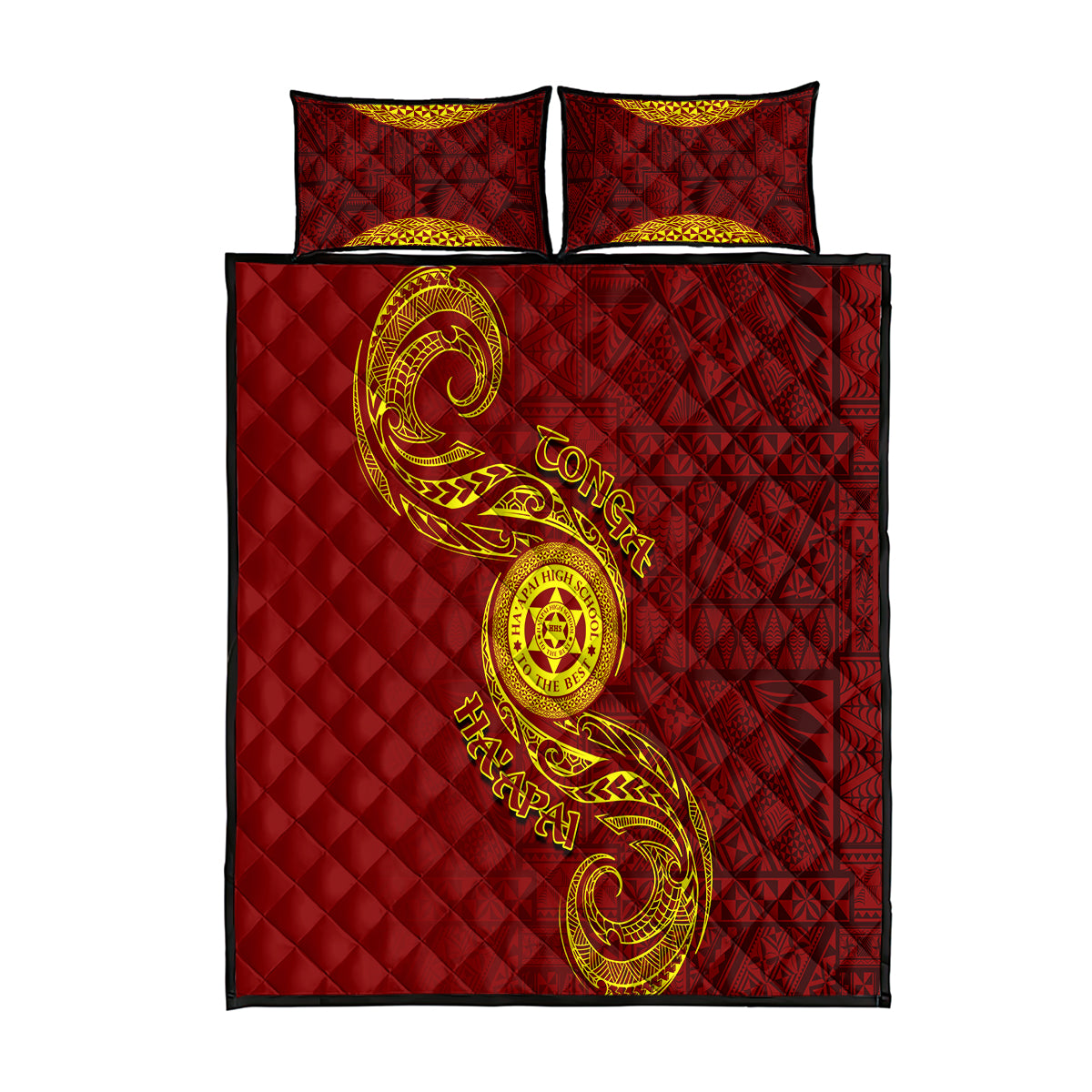 Tonga Ha'apai High School Quilt Bed Set Ngatu and Maori Ethnic Tribal Pattern LT03 Red - Polynesian Pride