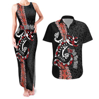 Aotearoa Toitu Te Tiriti Couples Matching Tank Maxi Dress and Hawaiian Shirt Maori Taniwha Haka - Honour the Treaty LT03