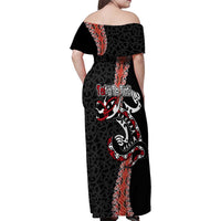 Aotearoa Toitu Te Tiriti Family Matching Off Shoulder Maxi Dress and Hawaiian Shirt Maori Taniwha Haka - Honour the Treaty LT03
