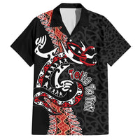 Aotearoa Toitu Te Tiriti Family Matching Summer Maxi Dress and Hawaiian Shirt Maori Taniwha Haka - Honour the Treaty LT03 Dad's Shirt - Short Sleeve Black - Polynesian Pride