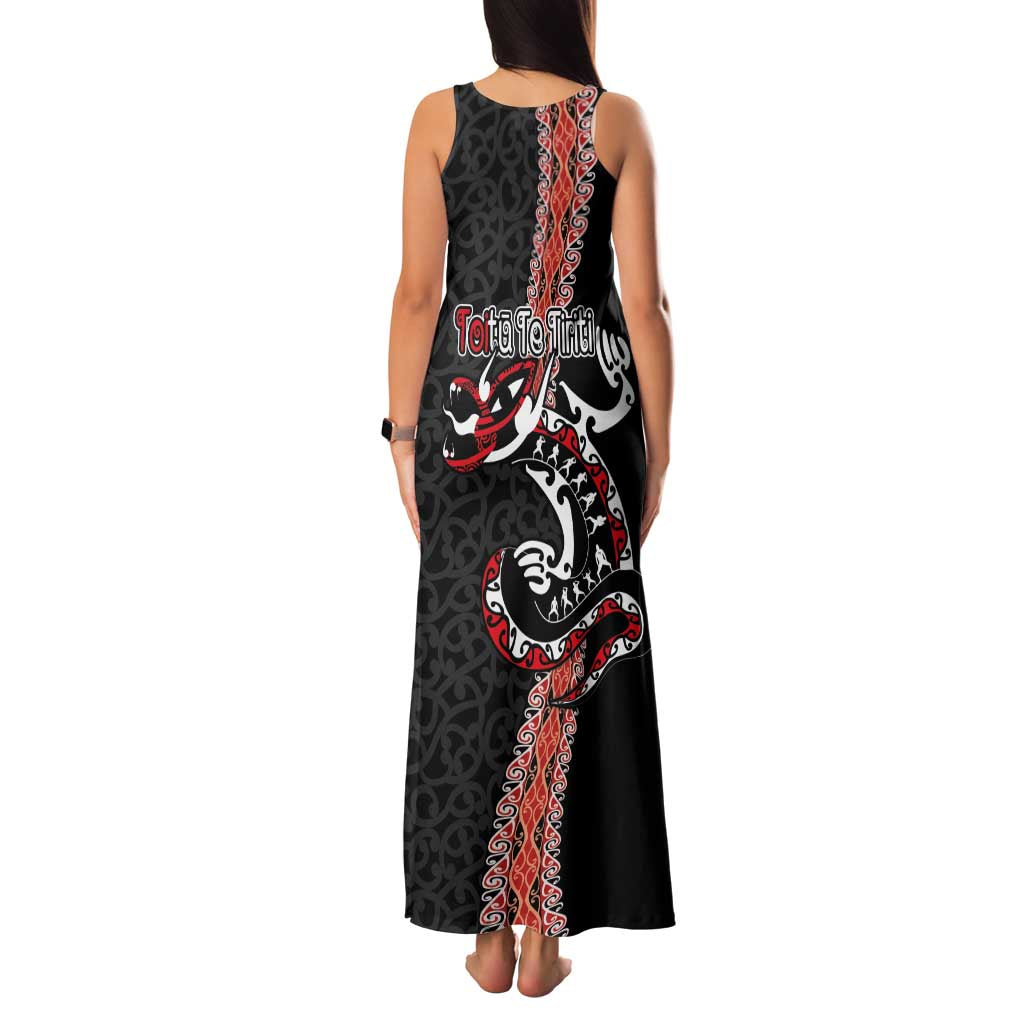 Aotearoa Toitu Te Tiriti Family Matching Tank Maxi Dress and Hawaiian Shirt Maori Taniwha Haka - Honour the Treaty LT03