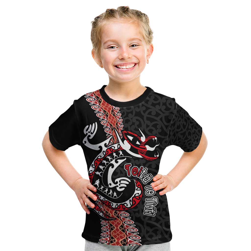 Aotearoa Toitu Te Tiriti Kid T Shirt Maori Taniwha Haka - Honour the Treaty LT03