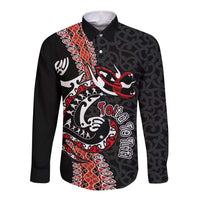 Aotearoa Toitu Te Tiriti Long Sleeve Button Shirt Maori Taniwha Haka - Honour the Treaty LT03