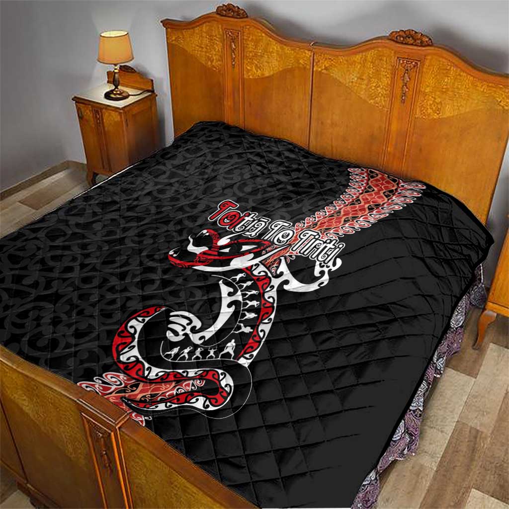 Aotearoa Toitu Te Tiriti Quilt Maori Taniwha Haka - Honour the Treaty LT03