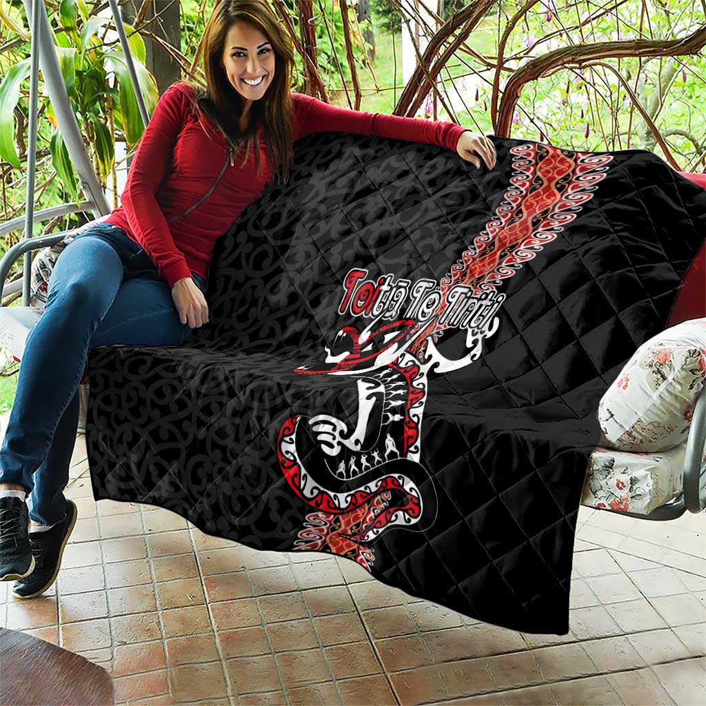 Aotearoa Toitu Te Tiriti Quilt Maori Taniwha Haka - Honour the Treaty LT03