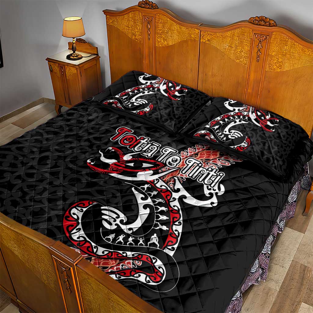 Aotearoa Toitu Te Tiriti Quilt Bed Set Maori Taniwha Haka - Honour the Treaty LT03