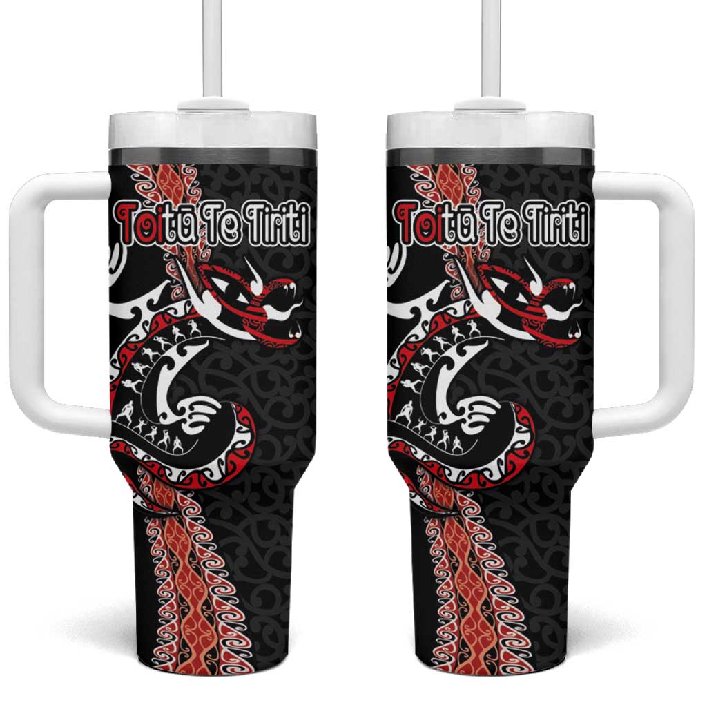 Aotearoa Toitu Te Tiriti Tumbler With Handle Maori Taniwha Haka - Honour the Treaty