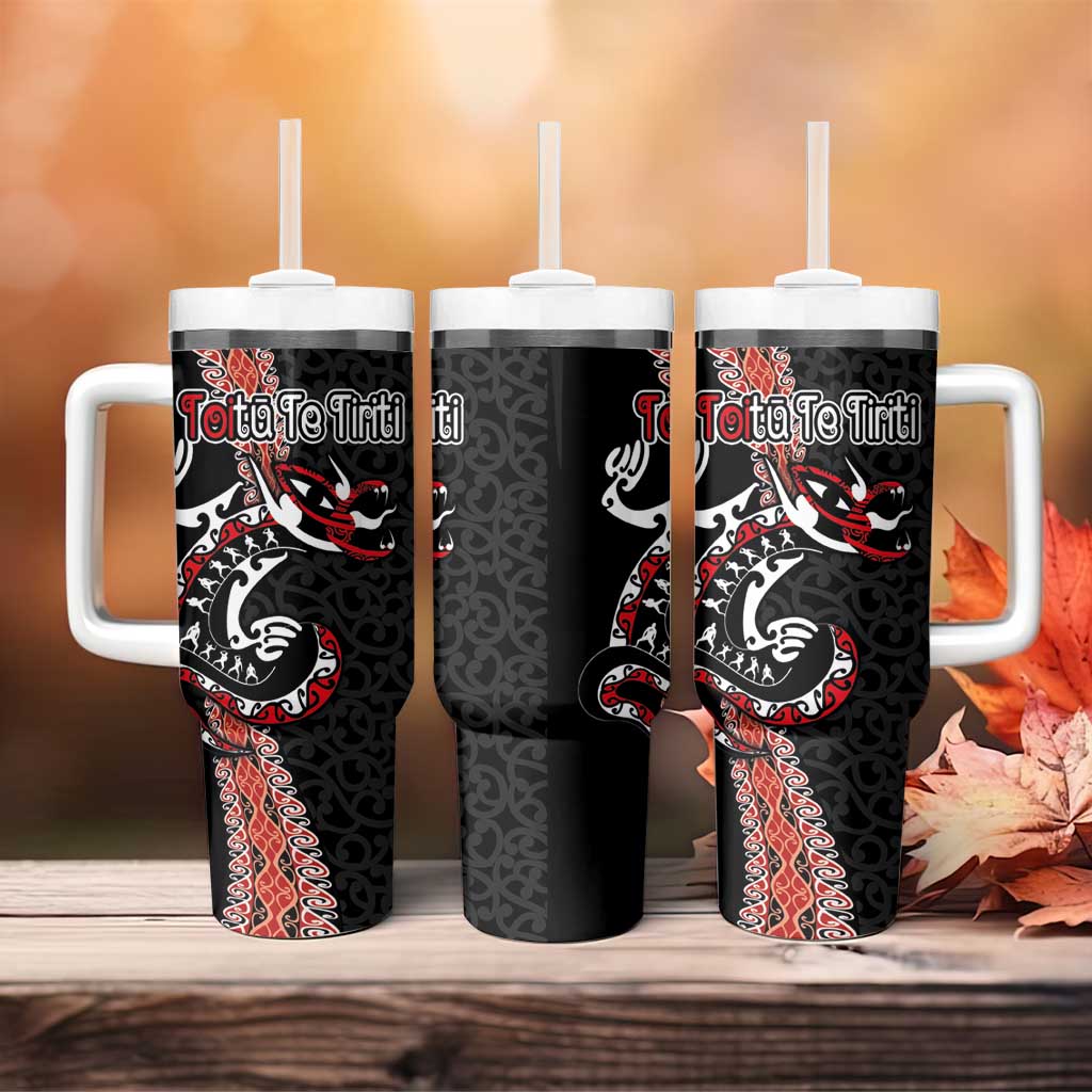 Aotearoa Toitu Te Tiriti Tumbler With Handle Maori Taniwha Haka - Honour the Treaty