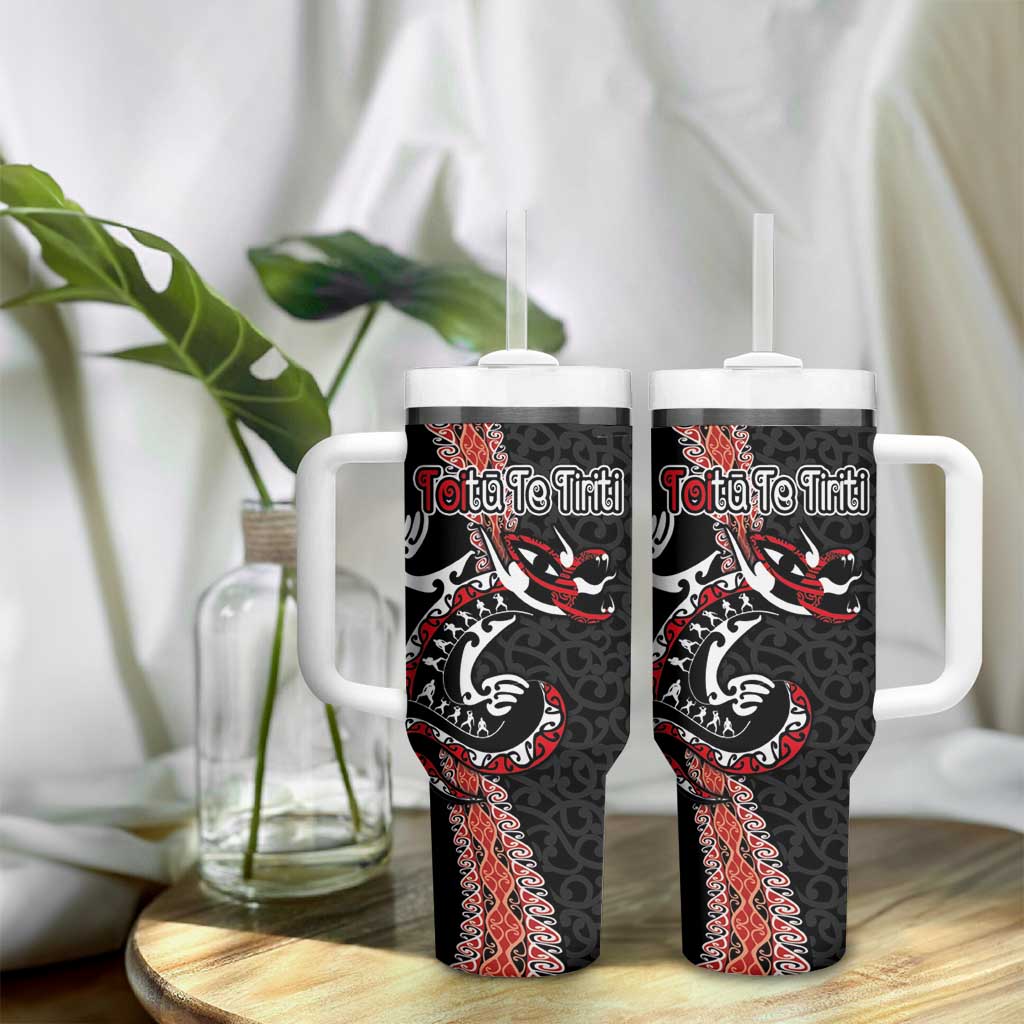 Aotearoa Toitu Te Tiriti Tumbler With Handle Maori Taniwha Haka - Honour the Treaty
