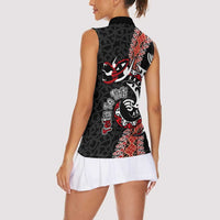 Aotearoa Toitu Te Tiriti Women Sleeveless Polo Shirt Maori Taniwha Haka - Honour the Treaty LT03
