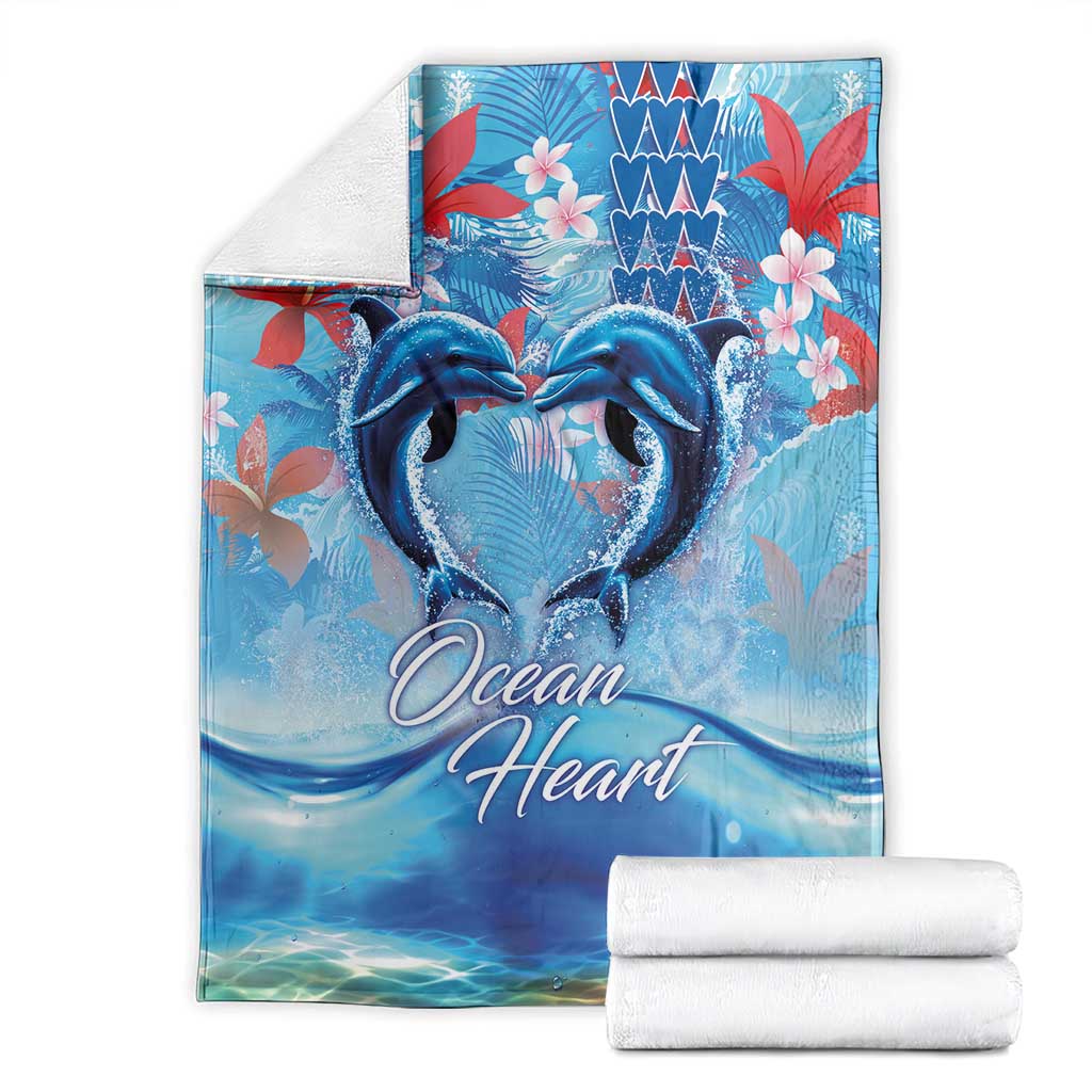Hawaiian Dolphin Love Couple - Ocean Heart Blanket