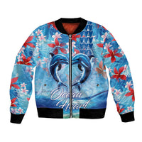 Hawaiian Dolphin Love Couple - Ocean Heart Bomber Jacket