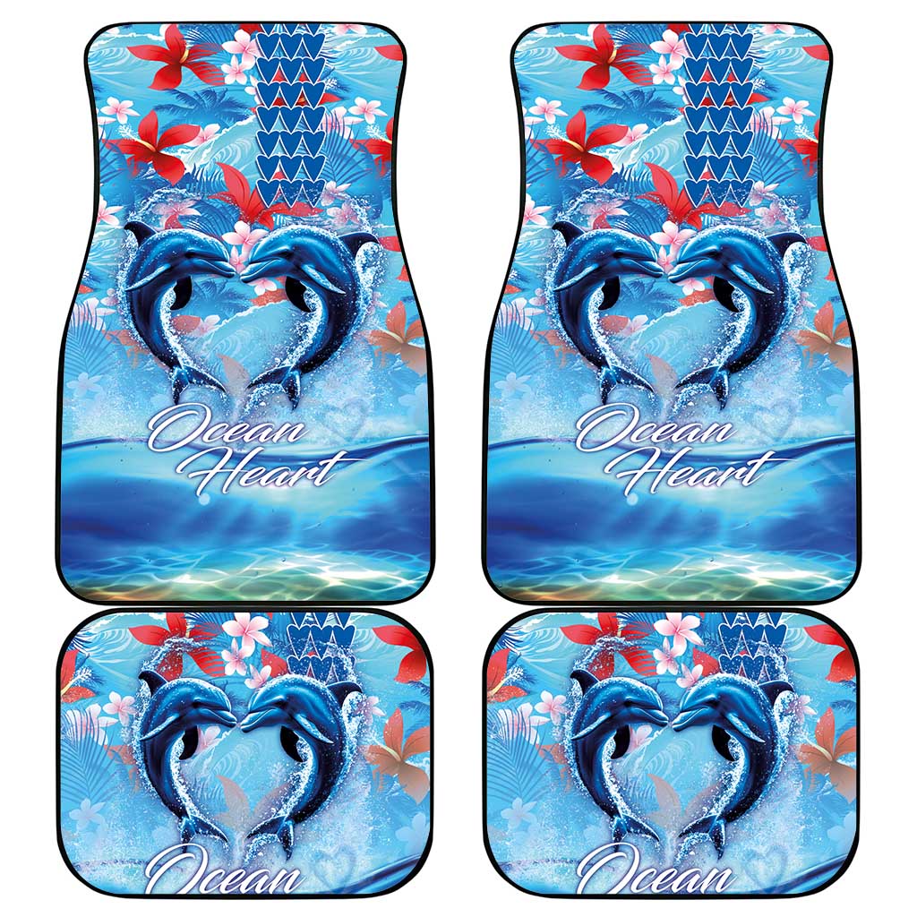 Hawaiian Dolphin Love Couple - Ocean Heart Car Mats