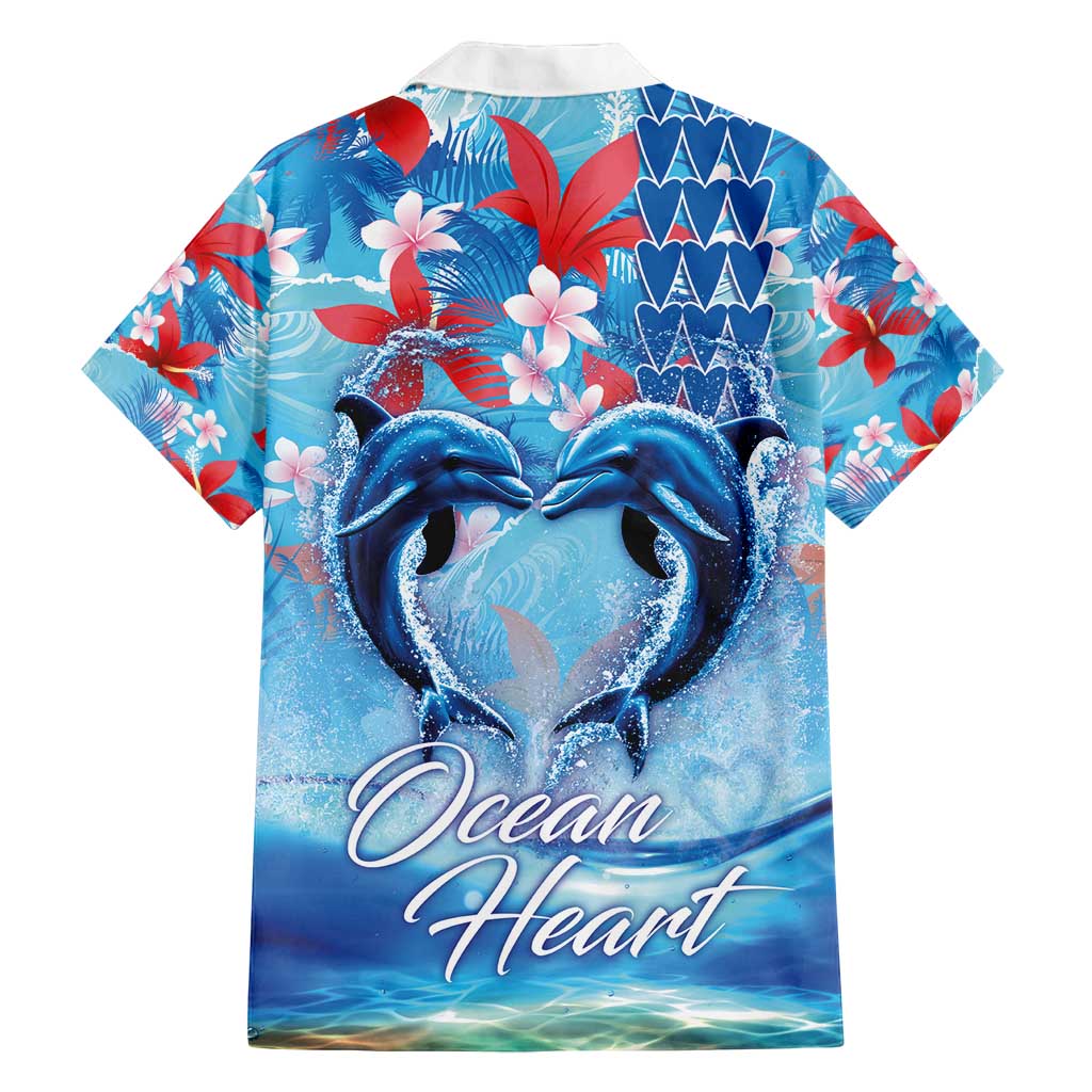 Hawaiian Dolphin Love Couple - Ocean Heart Family Matching Tank Maxi Dress and Hawaiian Shirt LT03 - Polynesian Pride