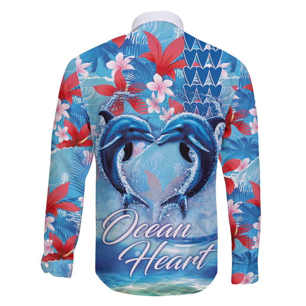 Hawaiian Dolphin Love Couple - Ocean Heart Family Matching Tank Maxi Dress and Hawaiian Shirt LT03 - Polynesian Pride
