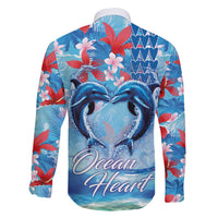 Hawaiian Dolphin Love Couple - Ocean Heart Family Matching Tank Maxi Dress and Hawaiian Shirt LT03 - Polynesian Pride