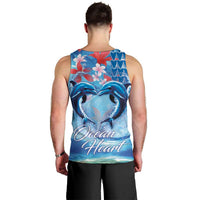 Hawaiian Dolphin Love Couple - Ocean Heart Men Tank Top
