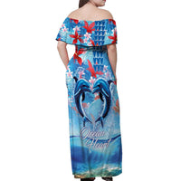 Hawaiian Dolphin Love Couple - Ocean Heart Off Shoulder Maxi Dress