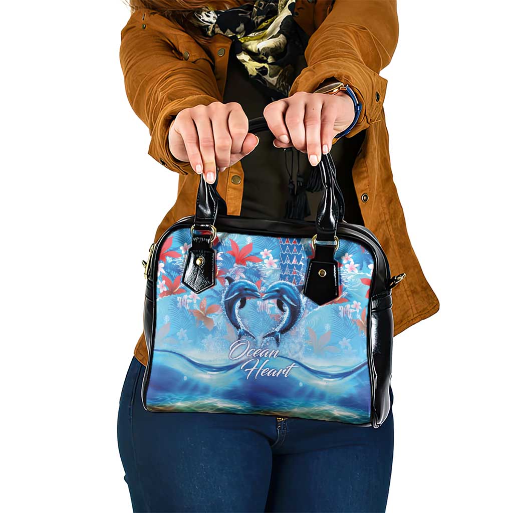 Hawaiian Dolphin Love Couple - Ocean Heart Shoulder Handbag LT03 One Size Blue - Polynesian Pride