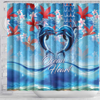 Hawaiian Dolphin Love Couple - Ocean Heart Shower Curtain
