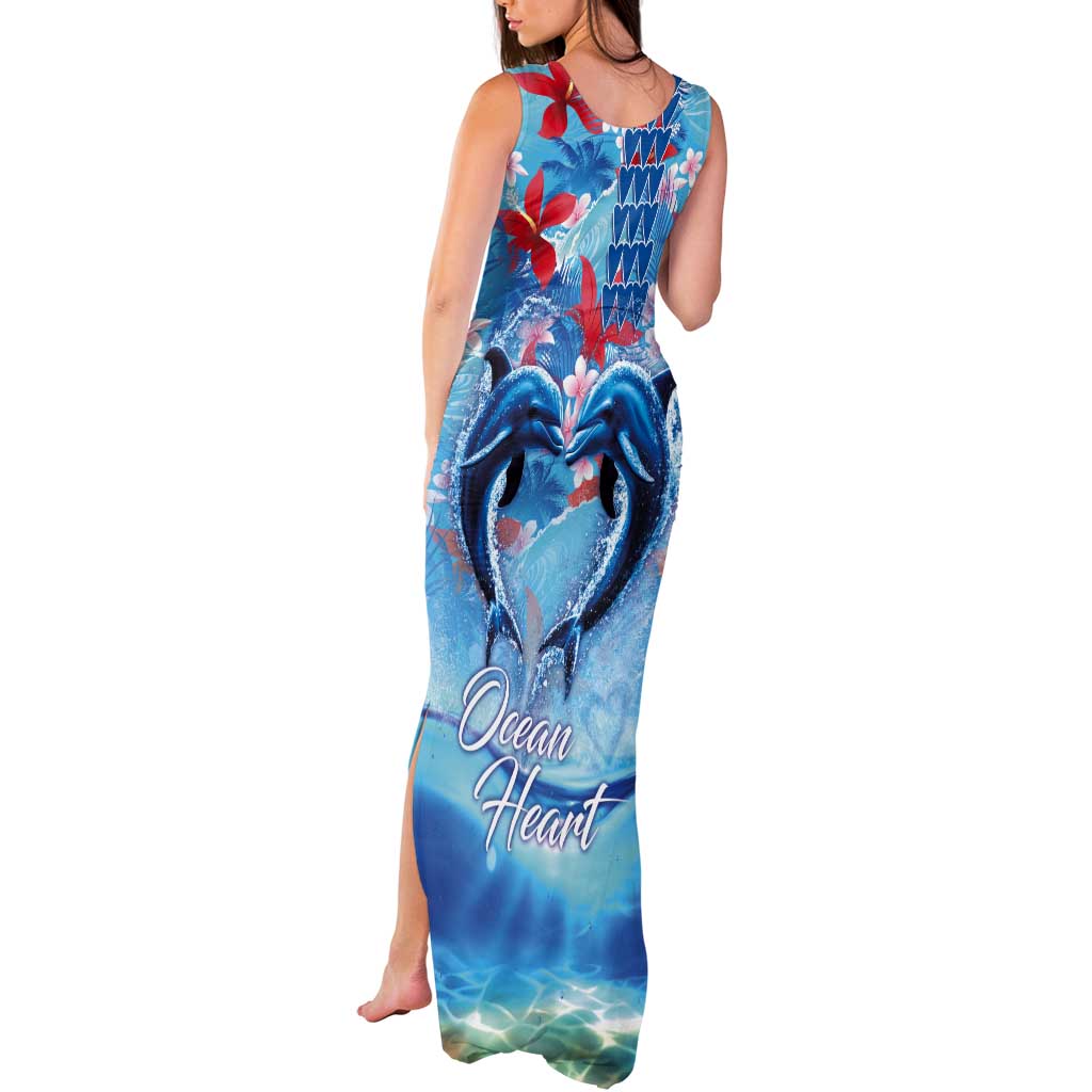 Hawaiian Dolphin Love Couple - Ocean Heart Tank Maxi Dress