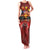 Hawaiian Turtle Love Couple Family Matching Tank Maxi Dress and Hawaiian Shirt Ocean Serenade - Honu Honi Ihu with Hibiscus and Romantic Sunset Red Color