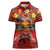 Hawaiian Turtle Love Couple Women Polo Shirt Ocean Serenade - Honu Honi Ihu with Hibiscus and Romantic Sunset Red Color