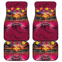 Hawaiian Turtle Love Couple Car Mats Ocean Serenade - Honu Honi Ihu with Hibiscus and Romantic Sunset Pink Color