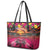 Hawaiian Turtle Love Couple Leather Tote Bag Ocean Serenade - Honu Honi Ihu with Hibiscus and Romantic Sunset Pink Color