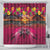 Hawaiian Turtle Love Couple Shower Curtain Ocean Serenade - Honu Honi Ihu with Hibiscus and Romantic Sunset Pink Color