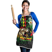 Hawaiian One Love Apron Reggae Lion Tropical Plants and Kakau with Tribal Pattern