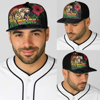 Hawaiian One Love Baseball Net Cap Reggae Lion Tropical Plants and Kakau with Tribal Pattern