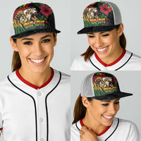Hawaiian One Love Baseball Net Cap Reggae Lion Tropical Plants and Kakau with Tribal Pattern