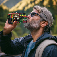 Hawaiian One Love 4 in 1 Can Cooler Tumbler Reggae Lion Tropical Plants and Kakau with Tribal Pattern