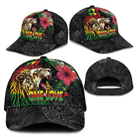 Hawaiian One Love Classic Cap Reggae Lion Tropical Plants and Kakau with Tribal Pattern