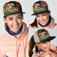 Hawaiian One Love Mesh Trucker Cap Reggae Lion Tropical Plants and Kakau with Tribal Pattern