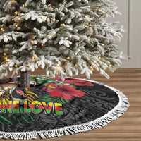 Hawaiian One Love Tree Skirt Reggae Lion Tropical Plants and Kakau with Tribal Pattern