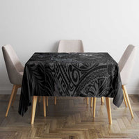 Hawaiian Tropical Plants and Tribal Whales Tablecloth Polynesian Art Tattoo Grayscale LT03 - Polynesian Pride