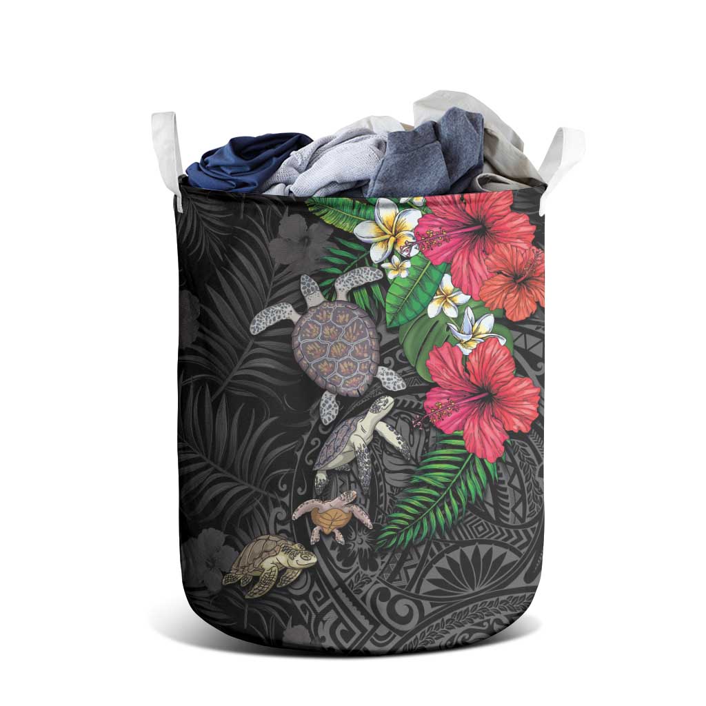 Hawaiian Tropical Plants and Turtles Laundry Basket Polynesian Art Motifs LT03 - Polynesian Pride