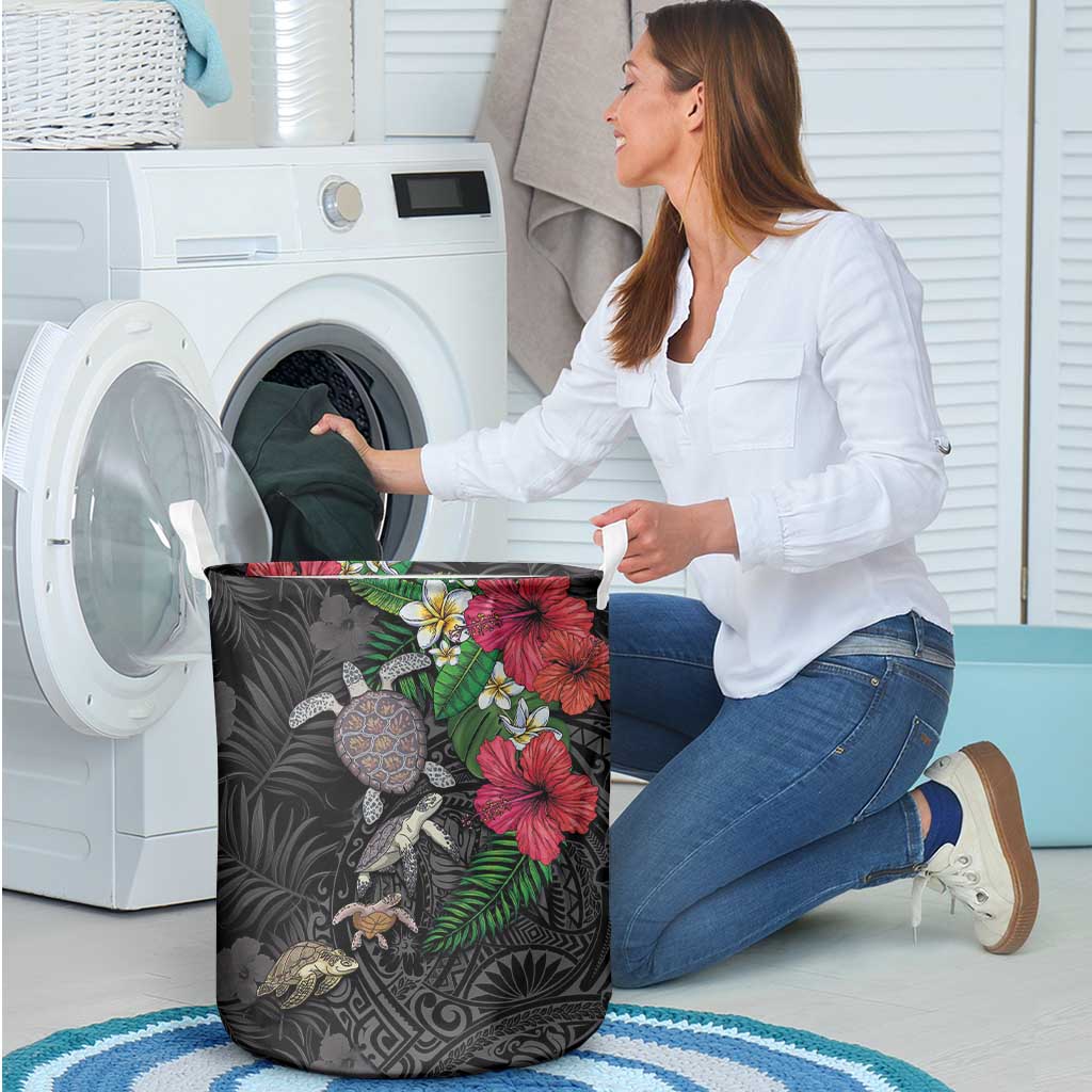 Hawaiian Tropical Plants and Turtles Laundry Basket Polynesian Art Motifs LT03 - Polynesian Pride