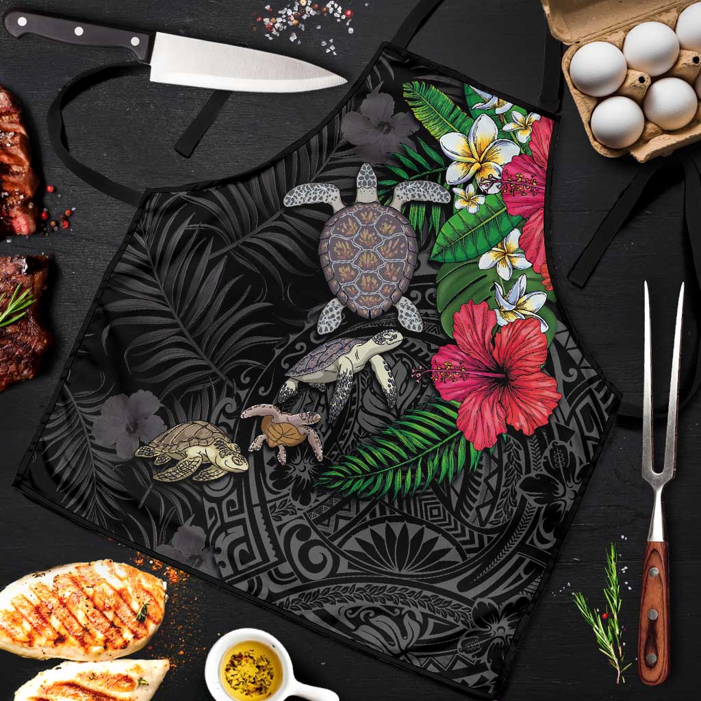 Hawaiian Tropical Plants and Turtles Apron Polynesian Art Motifs