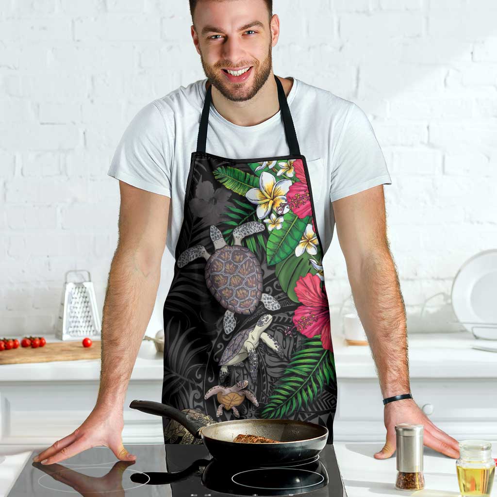 Hawaiian Tropical Plants and Turtles Apron Polynesian Art Motifs