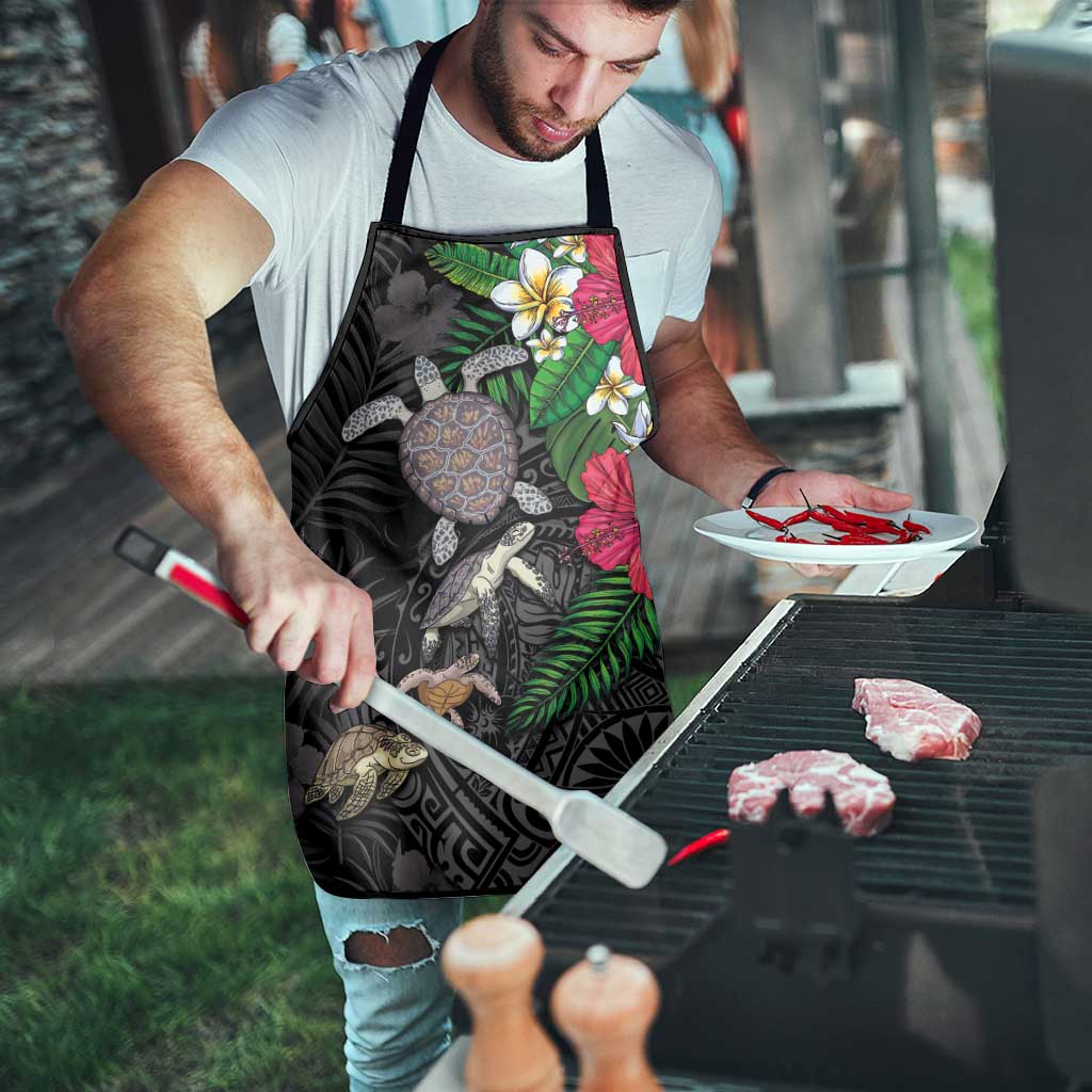 Hawaiian Tropical Plants and Turtles Apron Polynesian Art Motifs