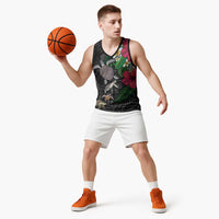 Hawaiian Tropical Plants and Turtles Basketball Jersey Polynesian Art Motifs