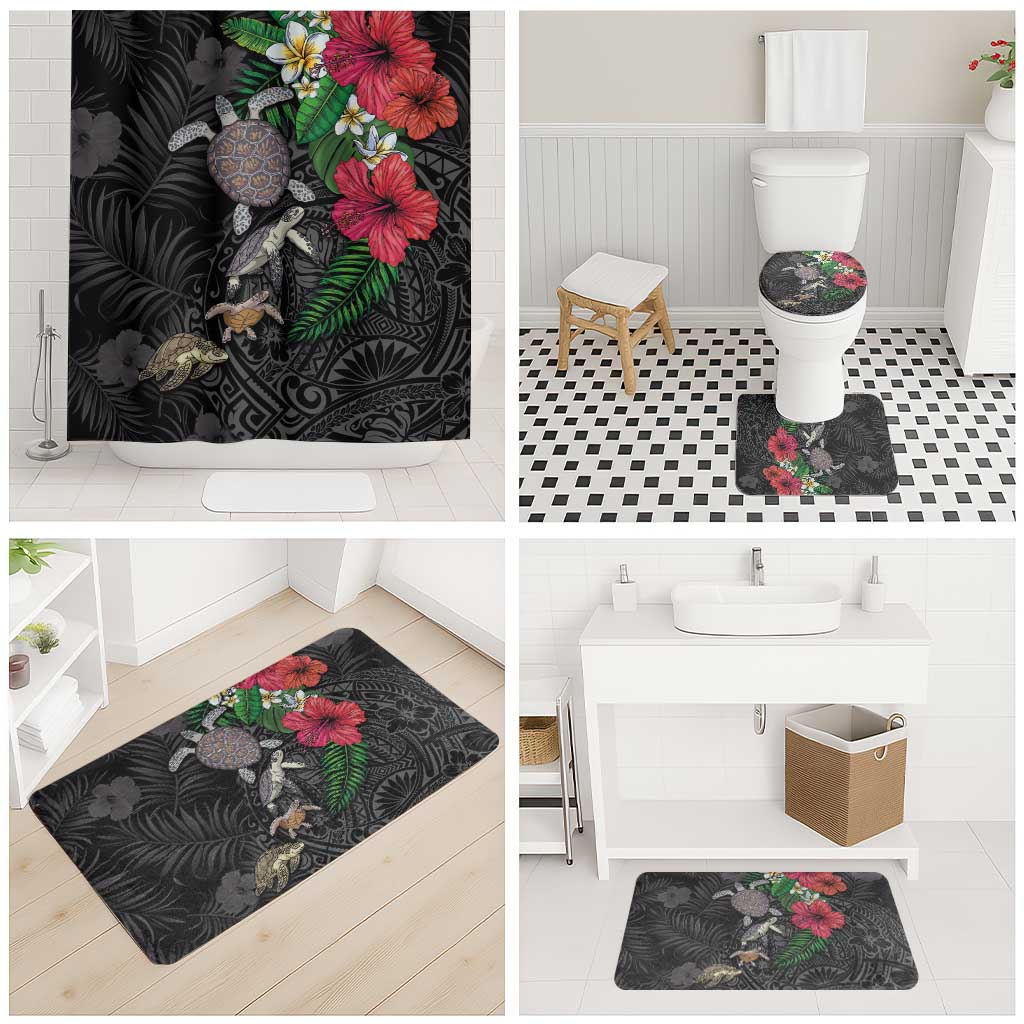Hawaiian Tropical Plants and Turtles Bathroom Set Polynesian Art Motifs