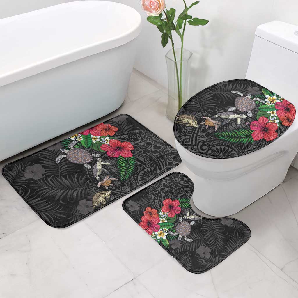 Hawaiian Tropical Plants and Turtles Bathroom Set Polynesian Art Motifs