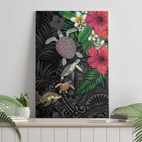 Hawaiian Tropical Plants and Turtles Canvas Wall Art Polynesian Art Motifs
