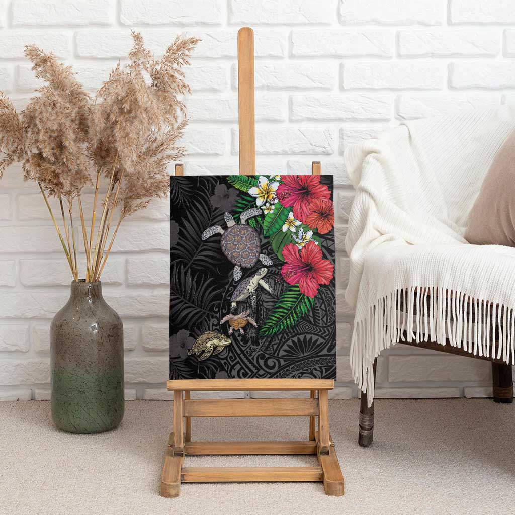Hawaiian Tropical Plants and Turtles Canvas Wall Art Polynesian Art Motifs