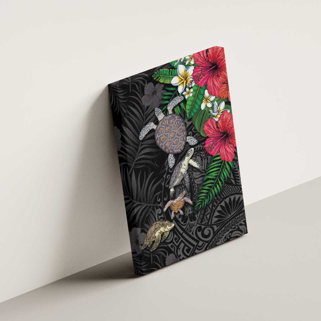 Hawaiian Tropical Plants and Turtles Canvas Wall Art Polynesian Art Motifs