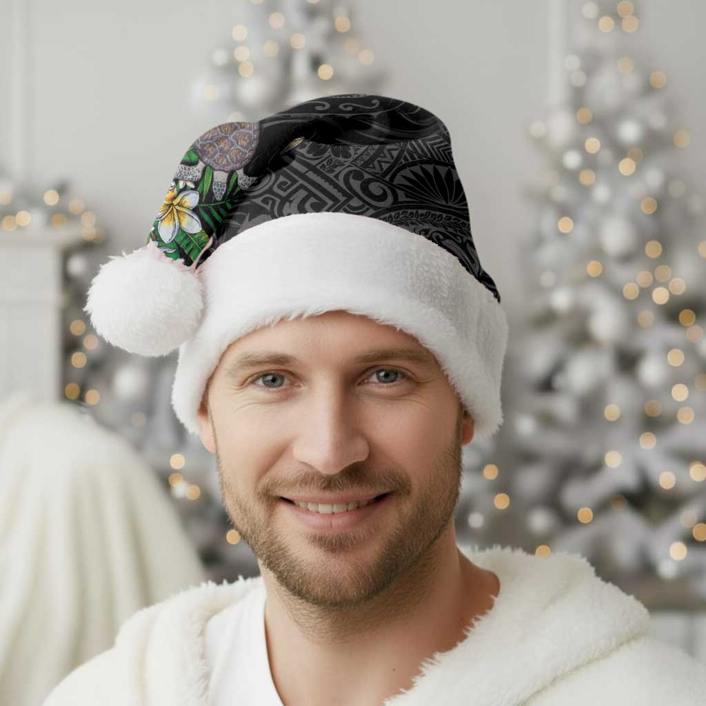 Hawaiian Tropical Plants and Turtles Christmas Santa Hat Polynesian Art Motifs